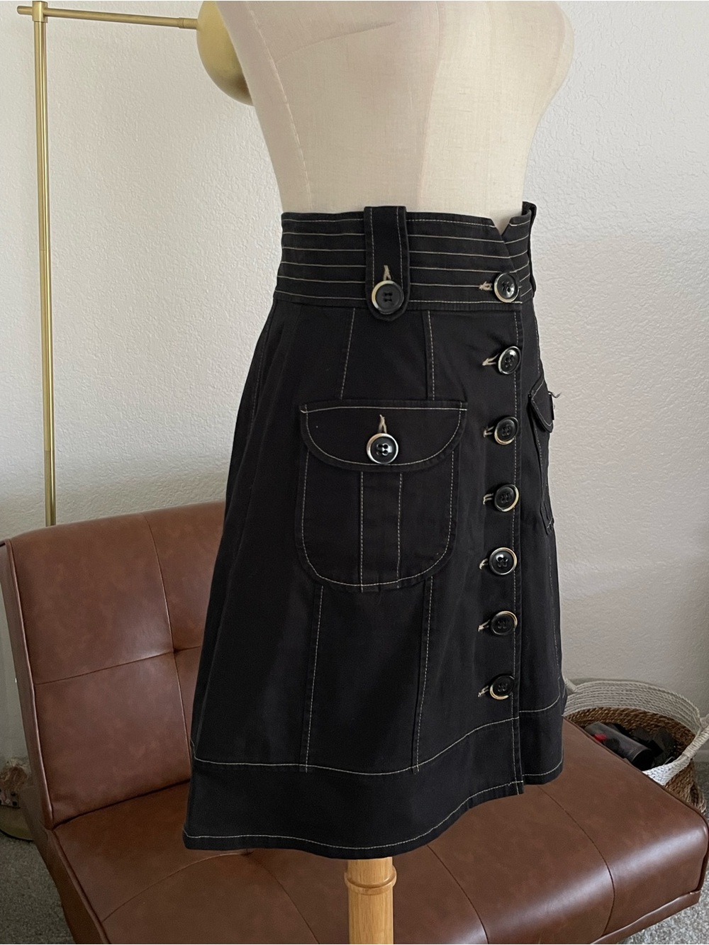Nanette Lepore Office Siren Casual Buttoned Skirt - Picture 3 of 8